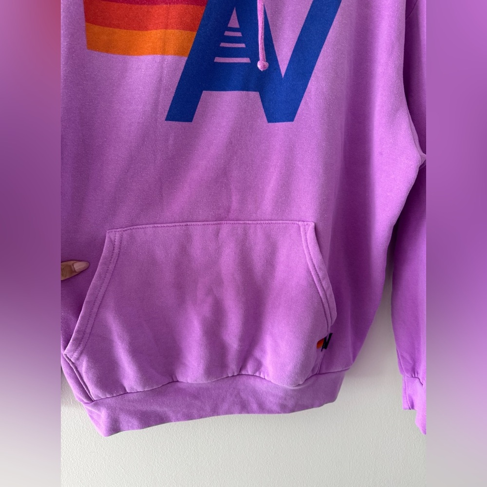 AVIATOR NATION Logo Pullover Relaxed Hoodie in Neon Purple M - Picture 7 of 8